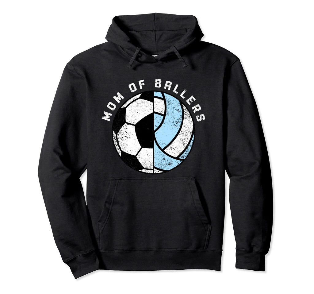 Mom Ballers Funny Soccer Volleyball Mom Hoodie - Novelty Apparel for Adults
