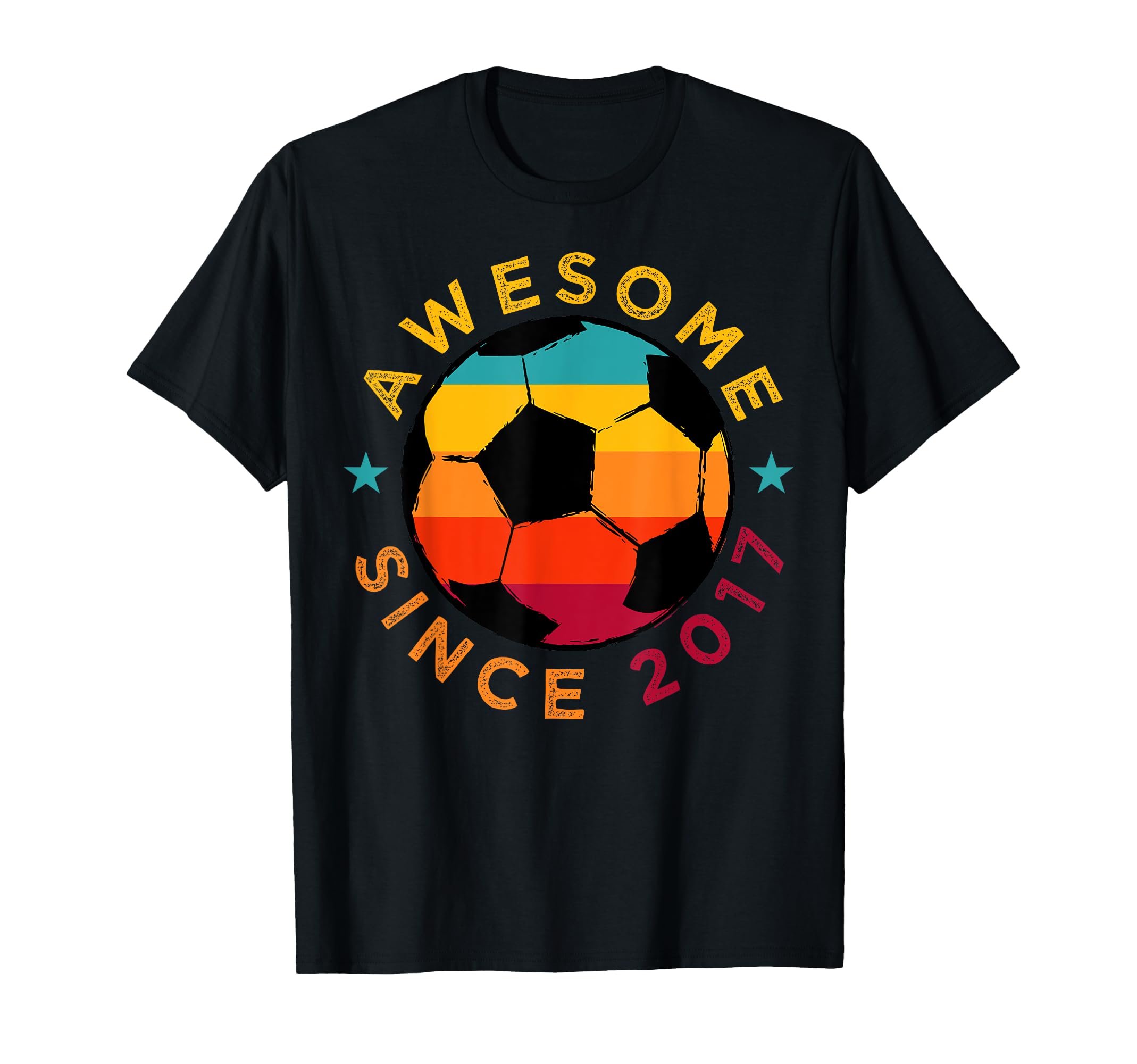 Awesome Since 2017 Soccer Birthday Party T-Shirt - Streetwear Style Unisex