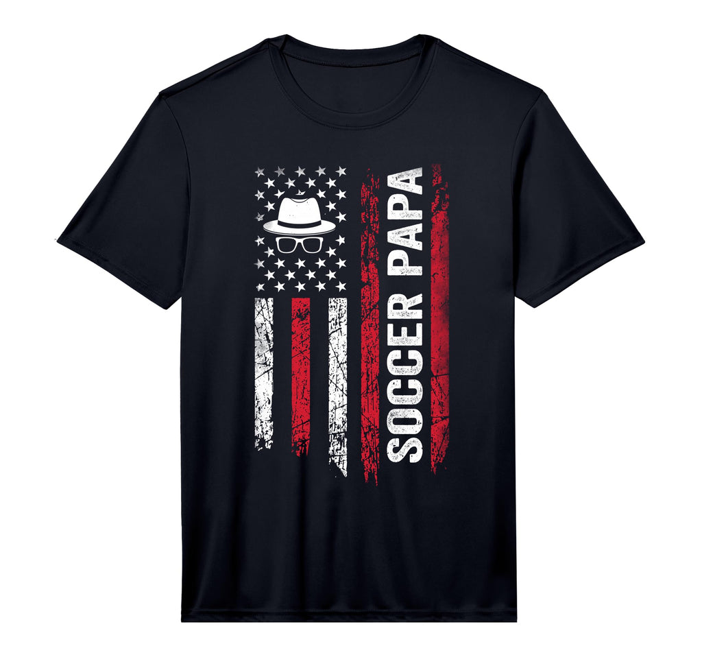 Mens Soccer Papa American Flag T-Shirt - Fun Novelty Design for Adults