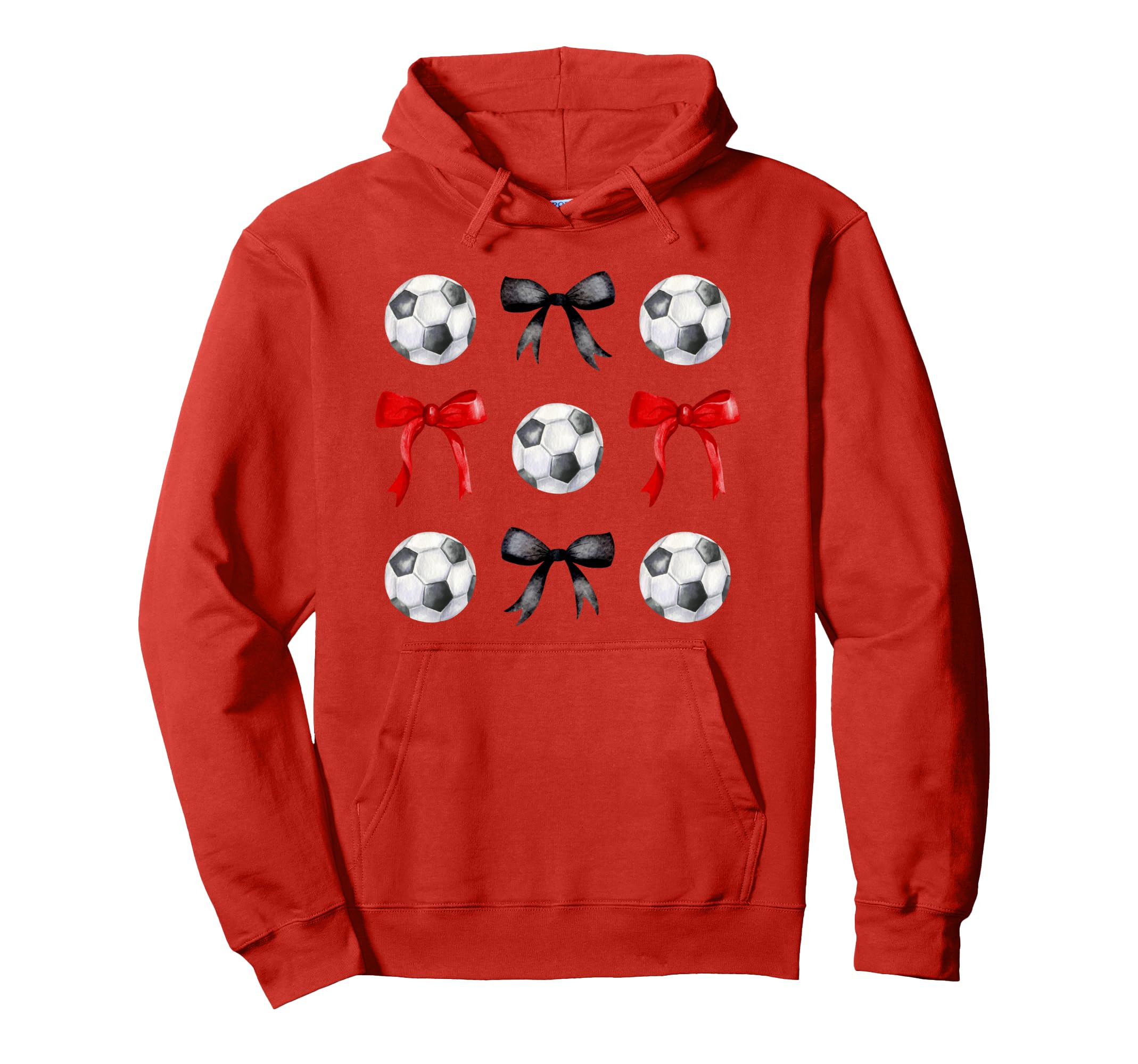 Soccer Balls Bows Womens Soccer Player Hoodie - Graphic Print for Adults