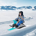 Snow Racer Sled, Ski Sled Slider Board with Steering Wheel, Twin Brakes, Anti-Slip Pedal, Snow Sled for Kids