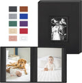 Popotop Photo Album 4x6 100 Pockets with Leather Hardcover Cover, Small Photo Album Holder Book with 50Pcs Pages for Family Travel Wedding Baby Gifts