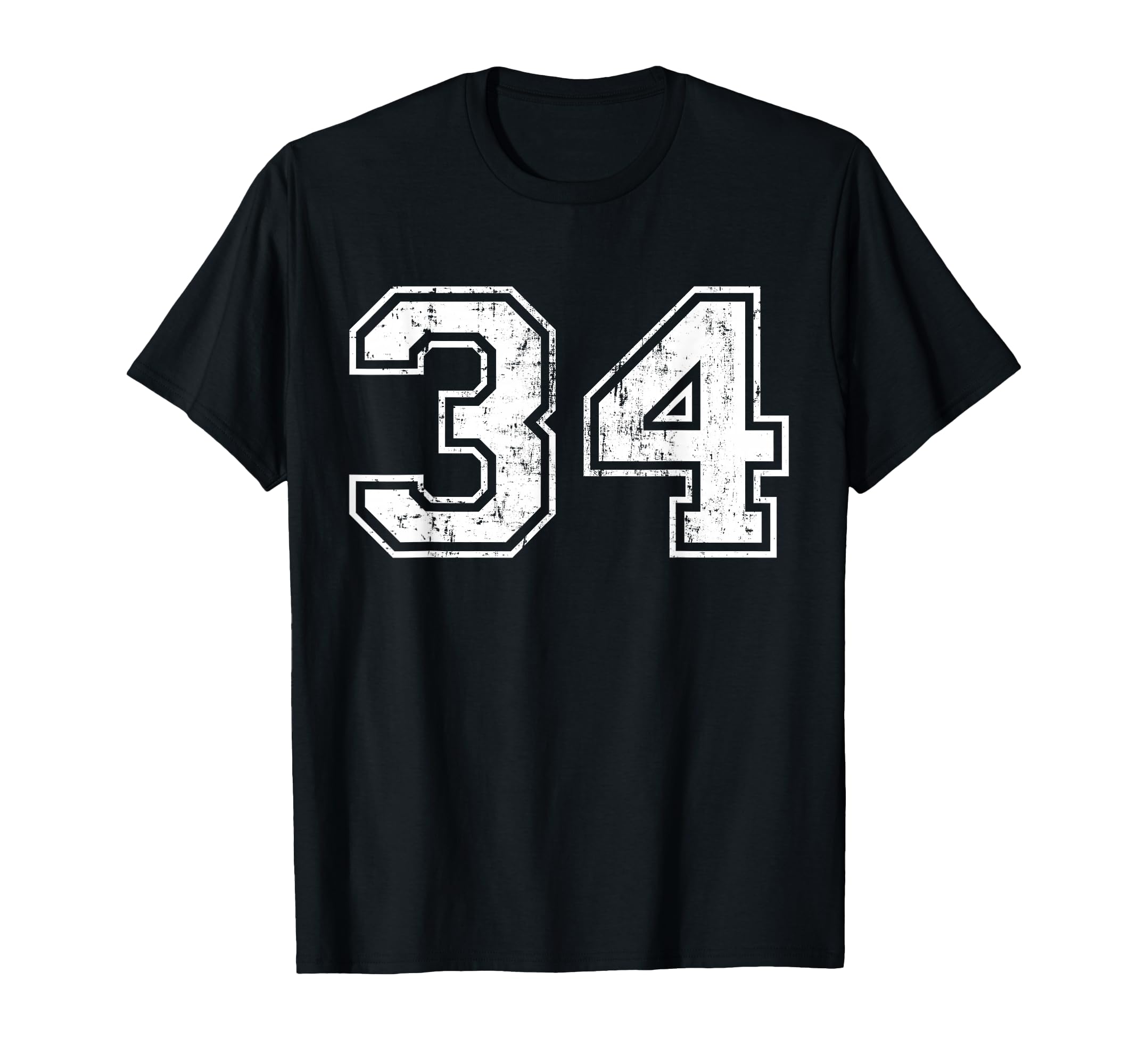 Number 34 Distressed Thirty Four Sport T-Shirt - Streetwear Style Unisex