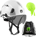 GREEN DEVIL Safety Helmet Hard Hat with Chin Strap Vented Lightweight Adjustable Hardhat for Men Women with Hi-Viz Design Ideal for Tree Climbing Work at Height