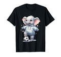 Elephant Soccer Player Striped Art Hoodie - Fun Novelty Design Unisex