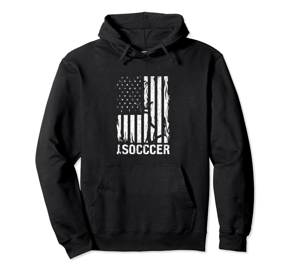American Flag Soccer Rustic Distressed Hoodie - Novelty Apparel Unisex