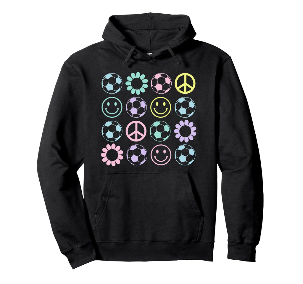 Trendy Soccer Icons Grid Vibes Big Hoodie - Fun Novelty Design for Adults