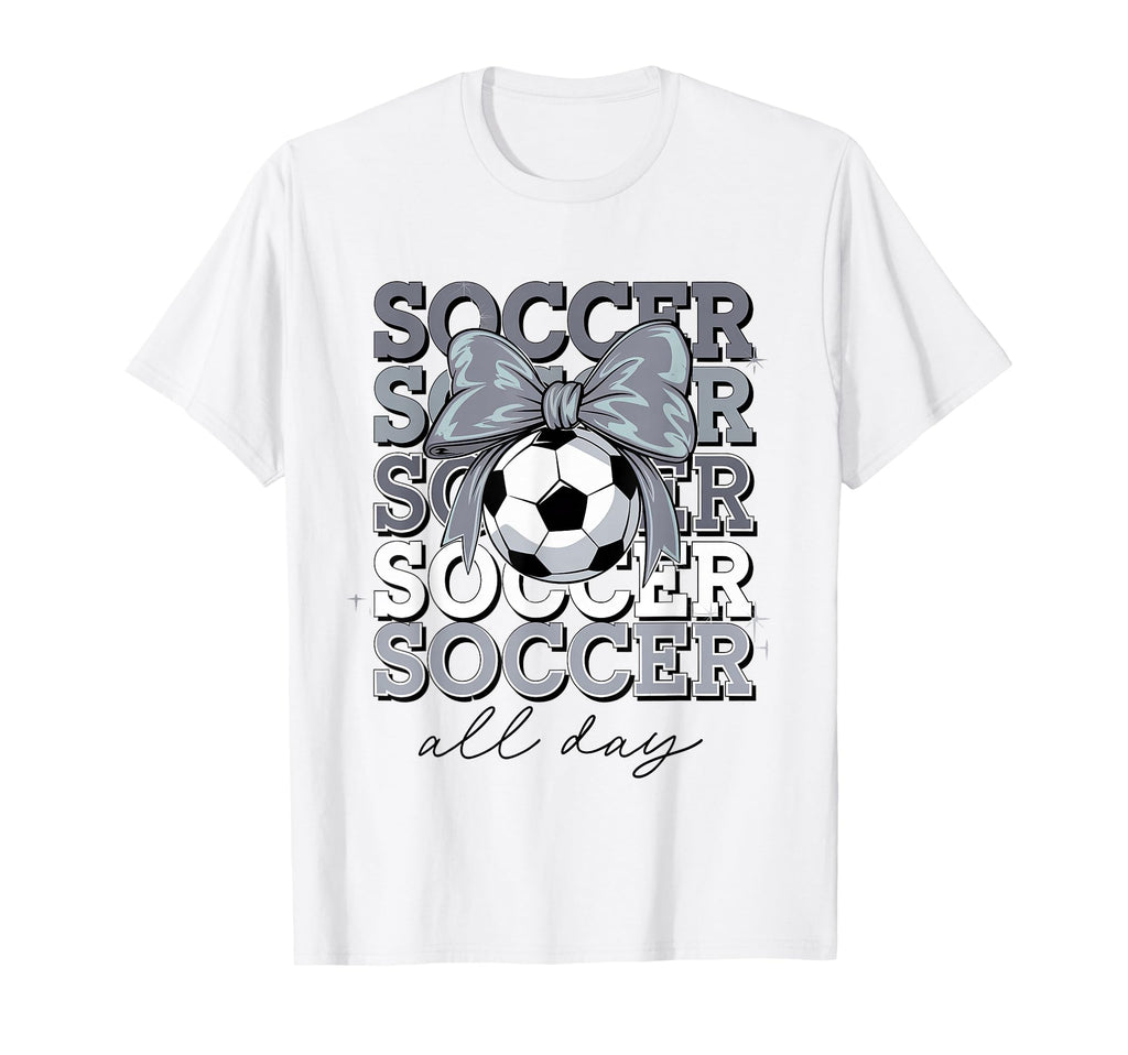 Groovy Soccer Coquette Bow Soccer All Day T-Shirt - Minimalist Print Unisex