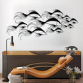 School of Fish Metal Wall Art, Metal Fish Wall Decor, Sea Life Wall Art, Large Nautical Wall Hanging, Modern Beach House Wall Decor, Ocean Themed Artwork for Bathroom (Black, 41"x18" | 105x45cm)