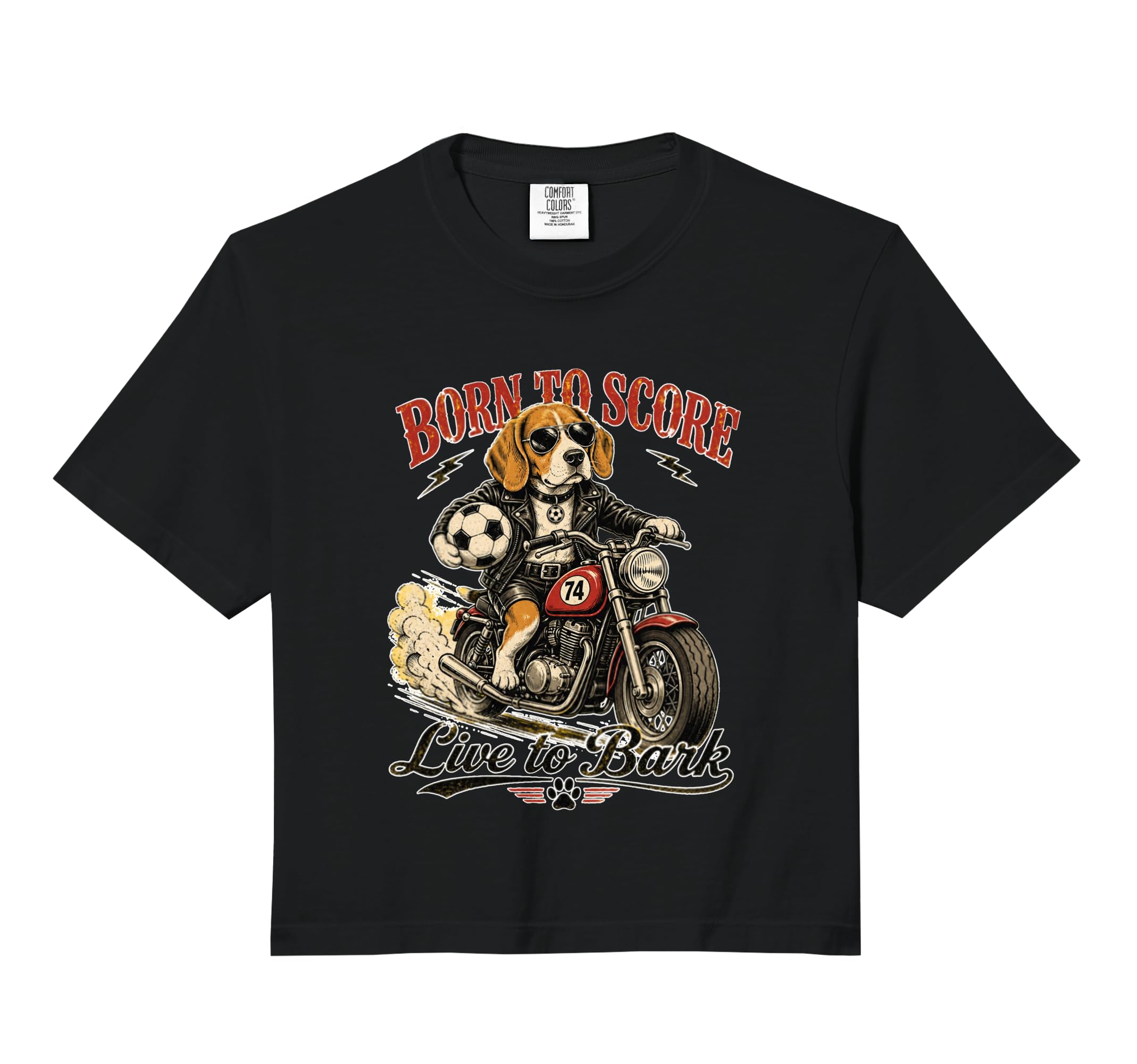 Beagle Motorbike Love Footbal Soccer Digor T-Shirt - Unique Graphic Unisex