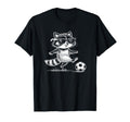 Funny Soccer Raccoon Sunglasses T-Shirt - Novelty Apparel for Adults