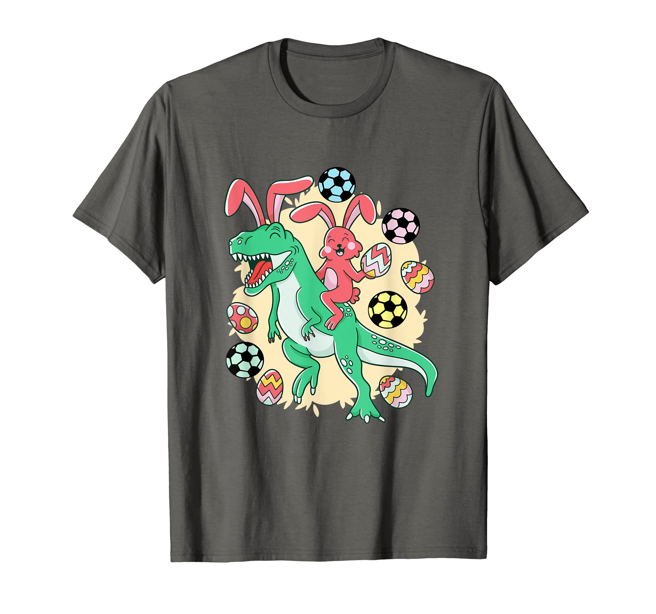 Happy Easter Bunny Riding Dinosaur T-Shirt - Fun Novelty Design Men Women