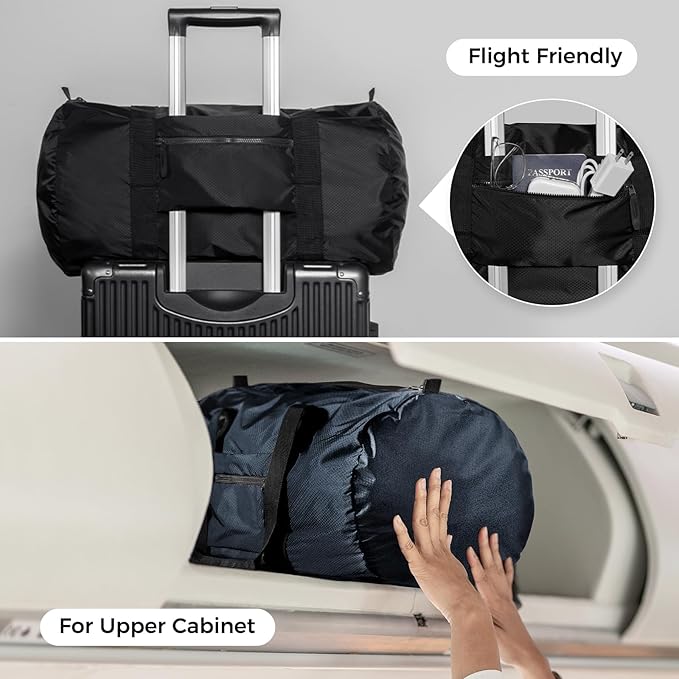 pack all Lightweight Travel Duffel Bag, Water-Resistant Sports Gym Bag, 32L Foldable Weekender Bag for Fitness, Hiking and Camping (Navy Blue)
