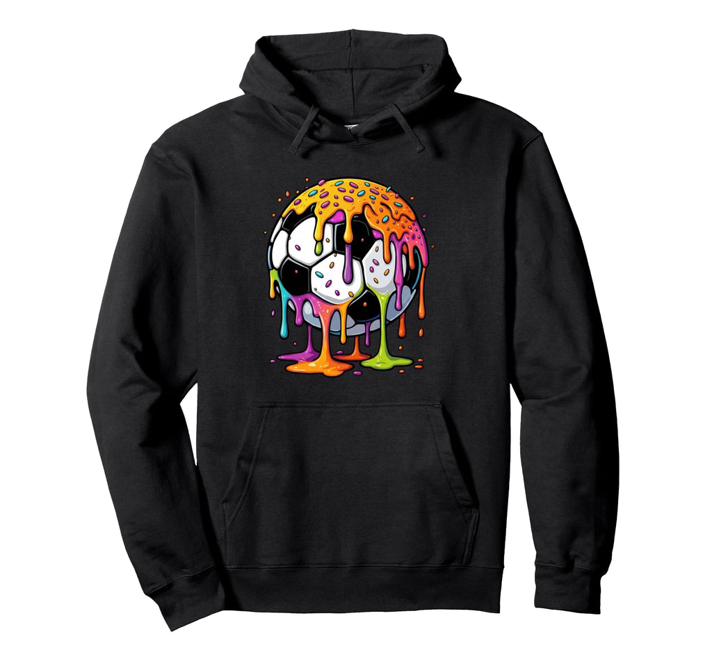 Melting Soccer Ball Rainbow Sprinkles Hoodie - Graphic Print for Adults