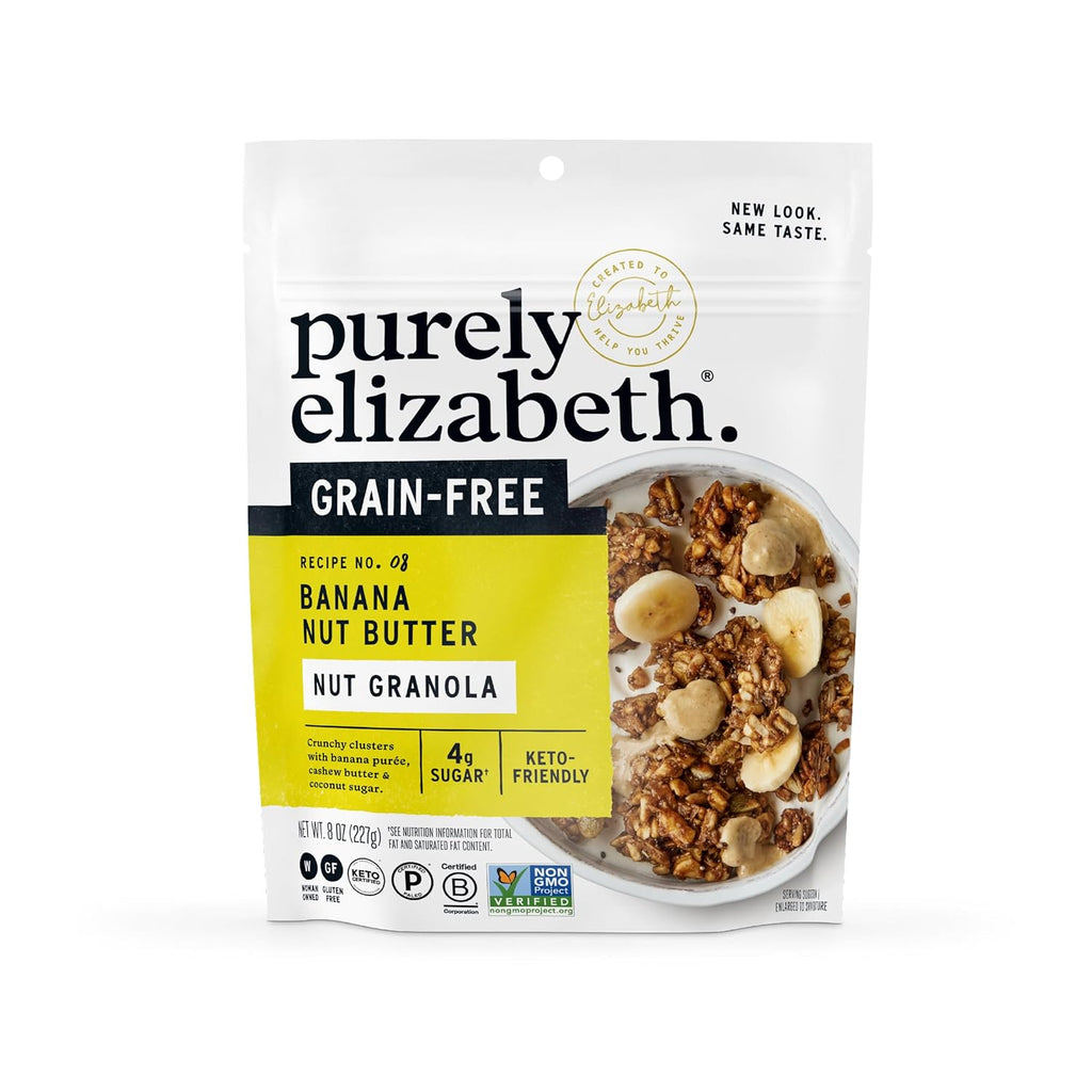 Purely Elizabeth Grain-Free Granola, Banana Nut Butter, Gluten-Free & Paleo, 6-Pack (8 oz)