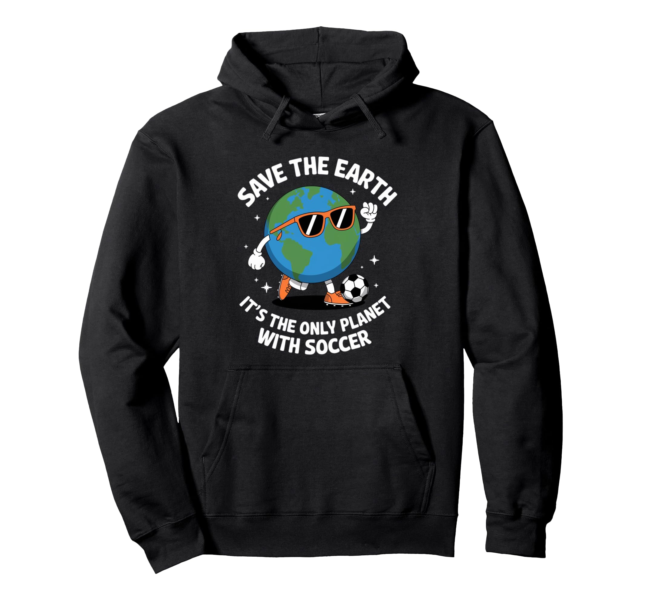 Funny Save Earth Conservation Soccer Hoodie - Graphic Print for Adults