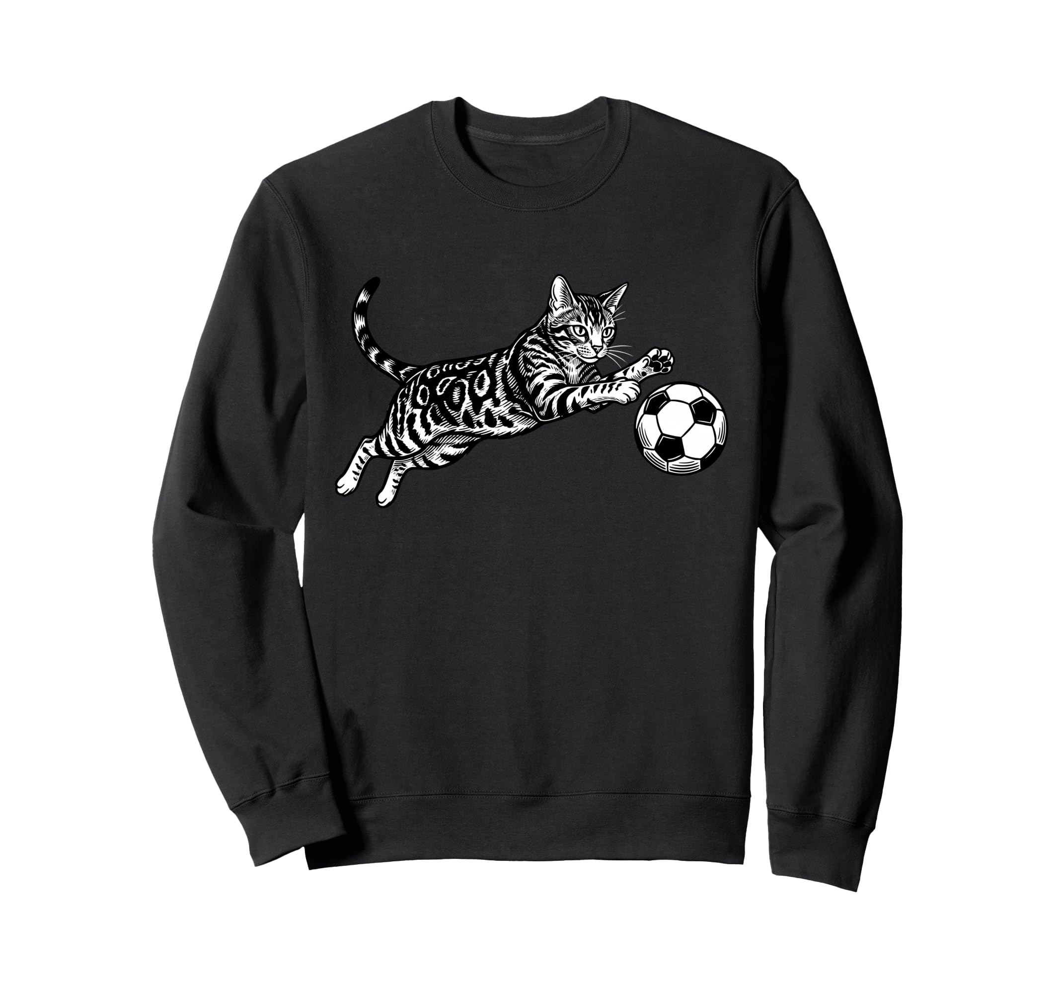 Soccer Cat Playing Ball Funny Sweatshirt - Custom Art Print Men Women