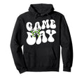 Groovy Soccer Game Day Bow Game Day Hoodie - Minimalist Print Men Women