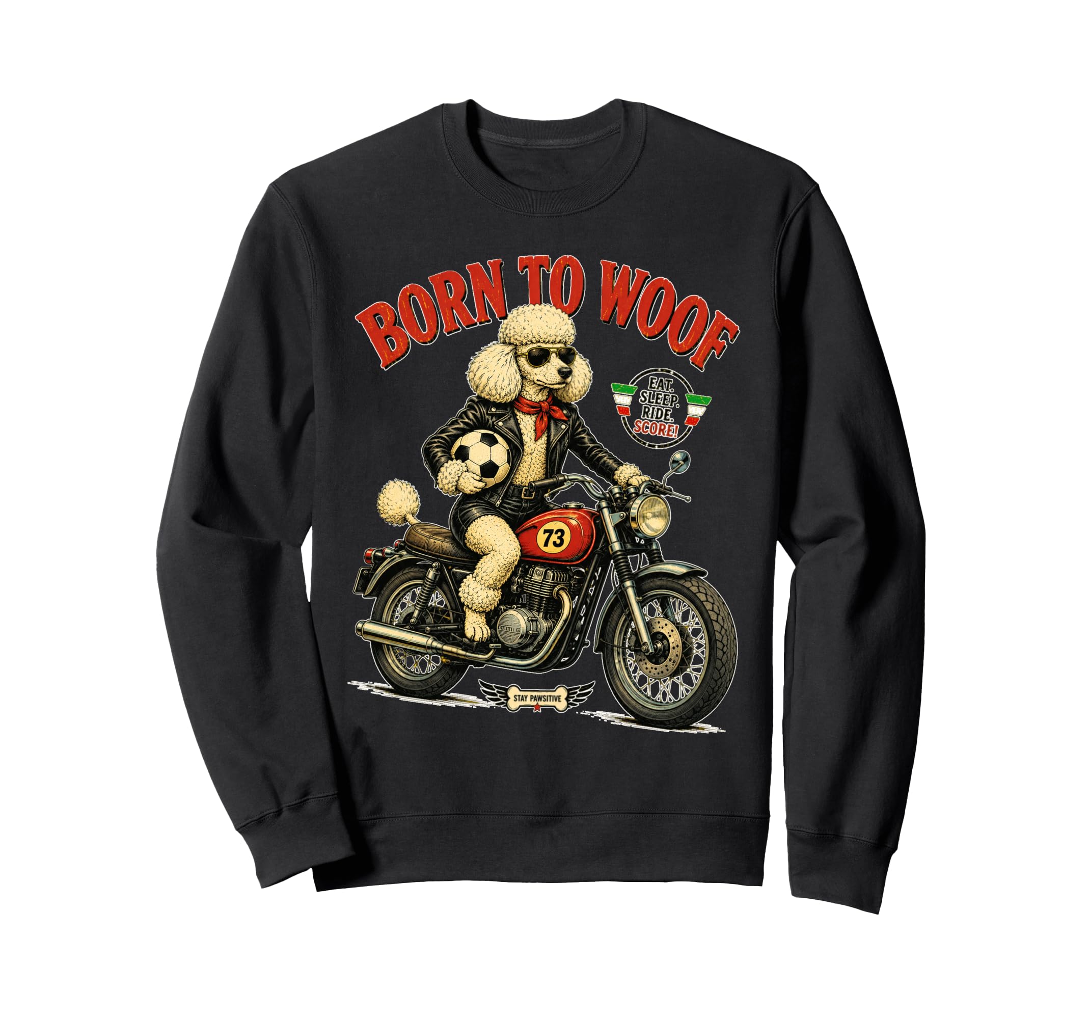 Poodle Motorbike Love Footbal Soccer Sweatshirt - Streetwear Style Unisex