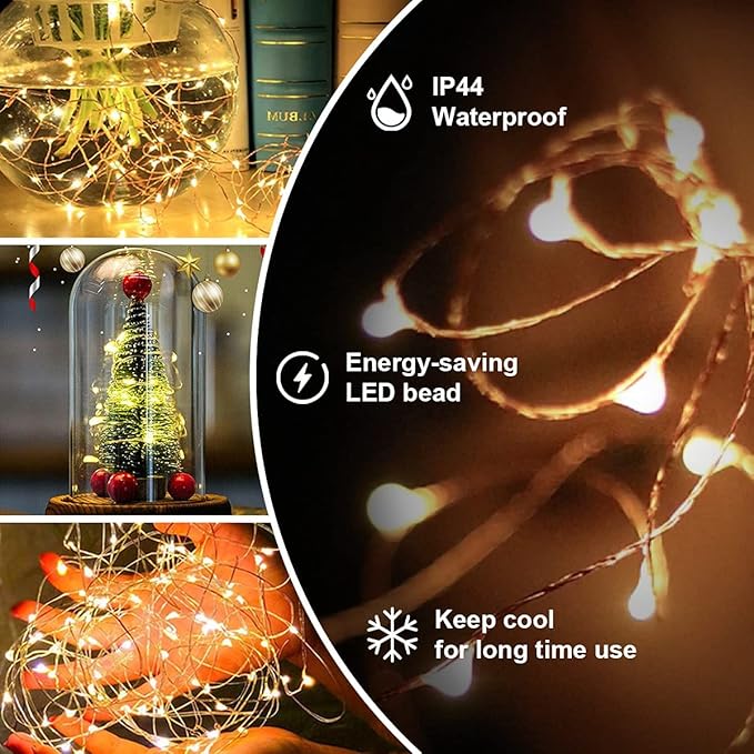 Fairy Lights Plug in,2Pack 100FT 300 LEDs Waterproof Led String Lights,Twinkle Light with 8 Modes Remote for Outdoor Indoor Christmas Wedding Birthday Garden Party Decorations,Warm White