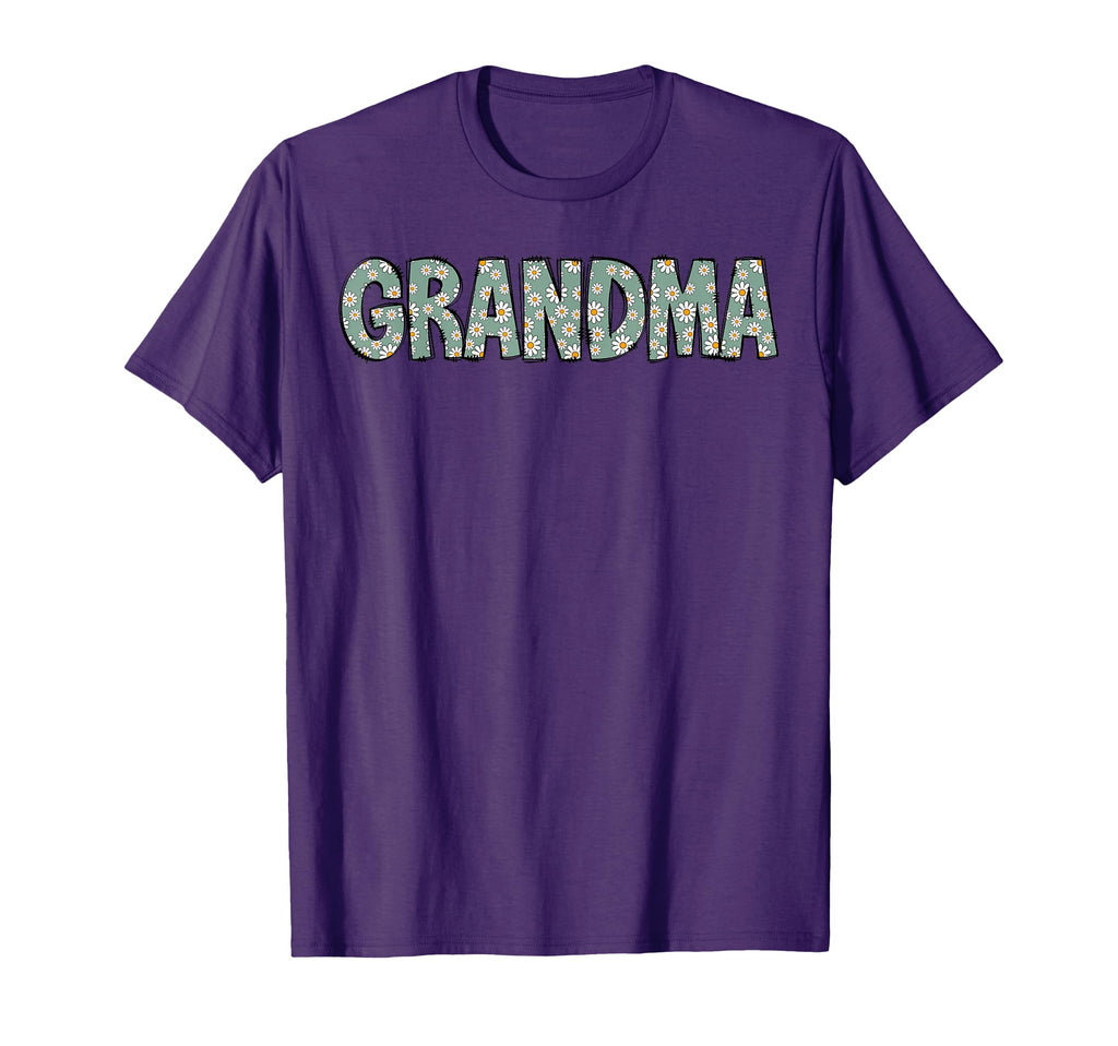 Grandma Colorful Flowers Groovy Daisy T-Shirt - Graphic Print for Adults
