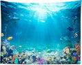 Underwater World Tapestry Blue Ocean Wall Hanging Under the Sea Coral Reef Wall Tapestry Tropical Fish Tank Undersea Tapestries Marine Wall Art for Bedroom Living Room Dorm Decor 118''x98''