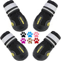 QUMY Dog Shoes for Large Dogs, Medium Dog Boots & Paw Protectors for Winter Snowy Day, Summer Hot Pavement, Waterproof in Rainy Weather, Outdoor Walking, Indoor Hardfloors Anti Slip Sole Black Size 1