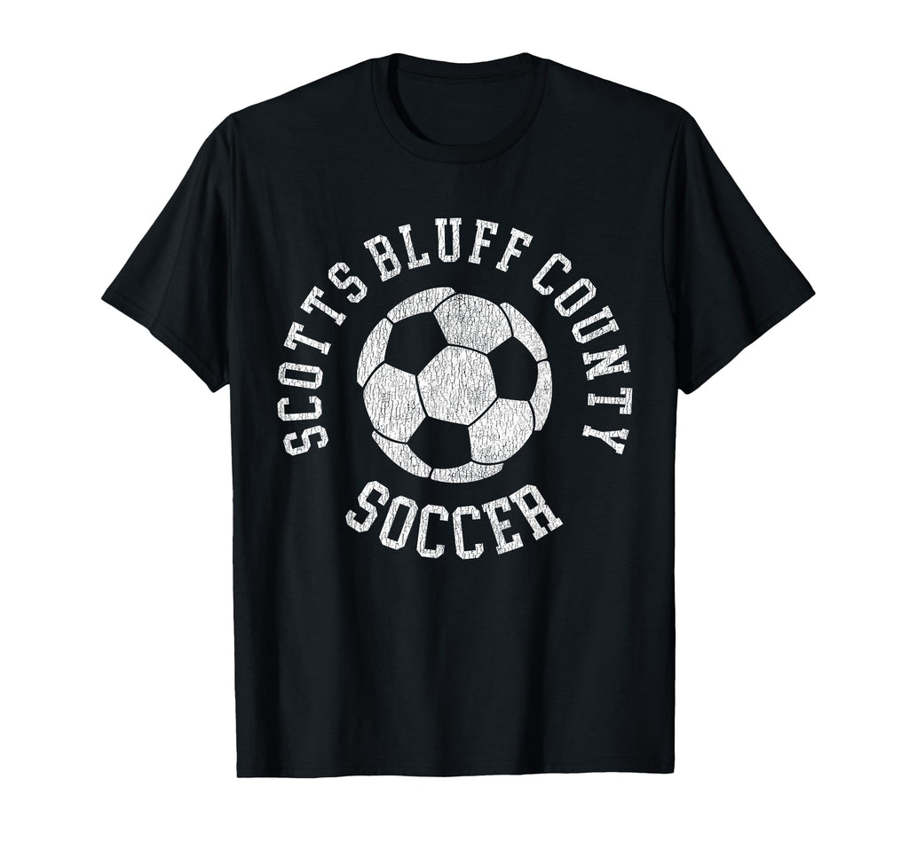 Scotts Bluff County Soccer Distressed T-Shirt - Novelty Apparel for Adults
