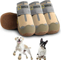 Hcpet Dog Shoes for Large Dogs, Waterproof Dog Booties for Small Medium Dogs, Anti-Slip Dog Boots & Paw Protectors for Hot Pavement Winter Snow Hiking with Reflective Straps Khaki Size 7