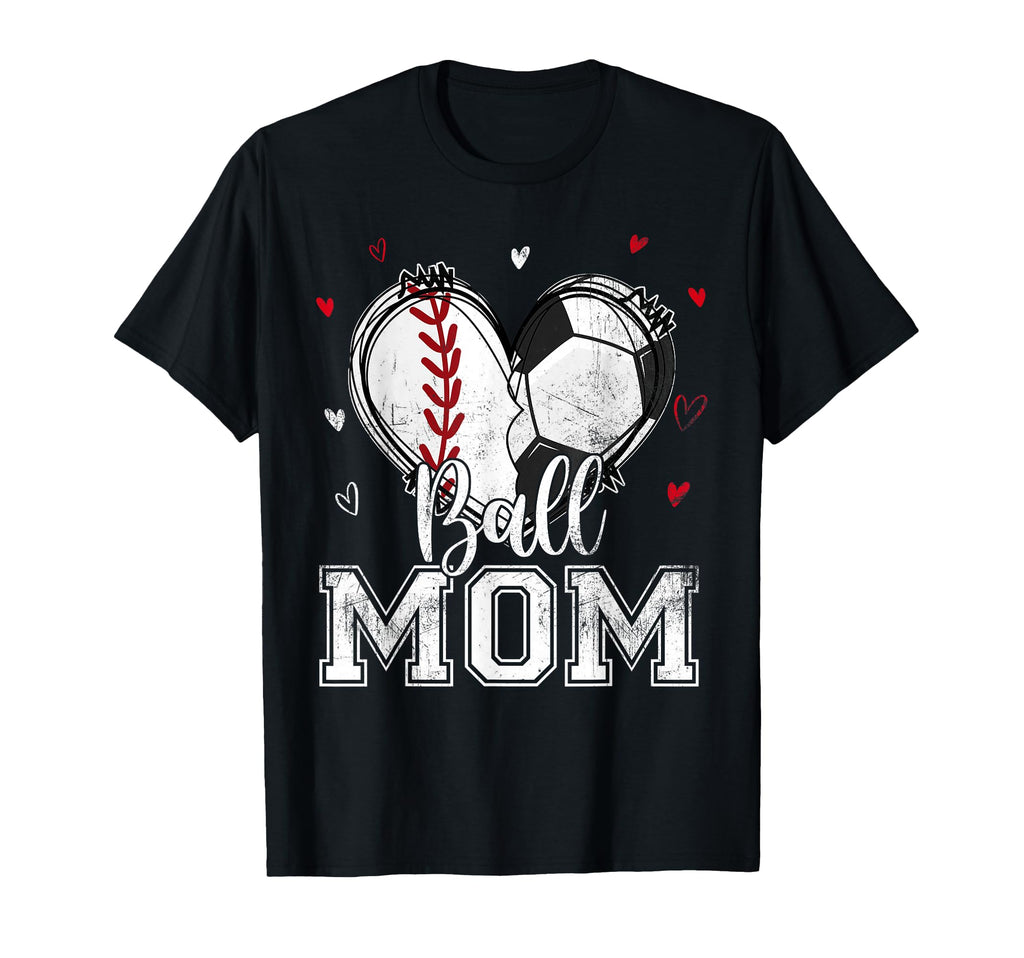 Ball Mom Baseball Soccer Heart Nana T-Shirt - Novelty Apparel Men Women
