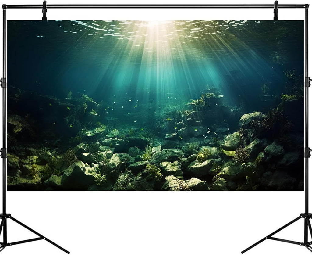 Deep Ocean Aquarium Background Under The Sea Fish Tank Background Underwater World Terrarium Backgrounds Ocean Floor Rock Aquatic Plants Aquarium Backdrop for Fish Tank Backgrounds Decors 48x18in