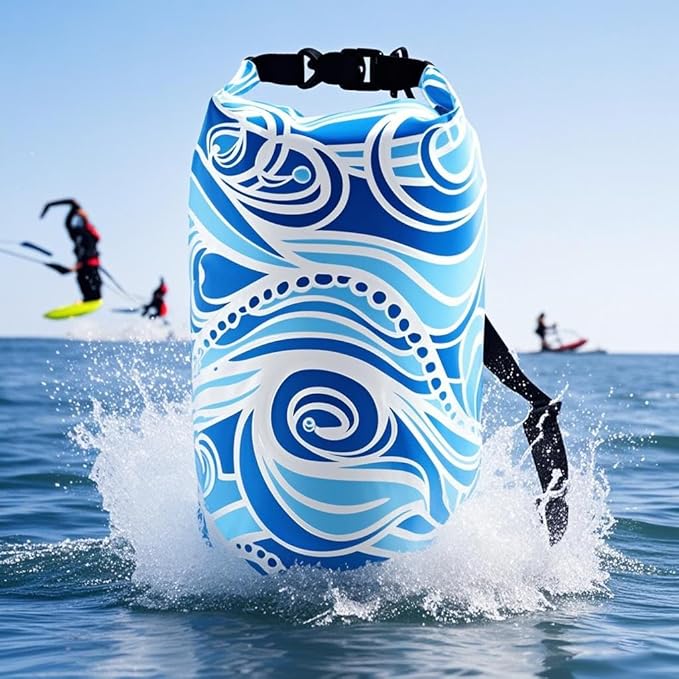 Dry Bag Waterproof,5L Roll Top Backpack Floating Dry Bag for Kayaking Boating Swimming Hiking Camping Outdoor Activities,Blue Sky