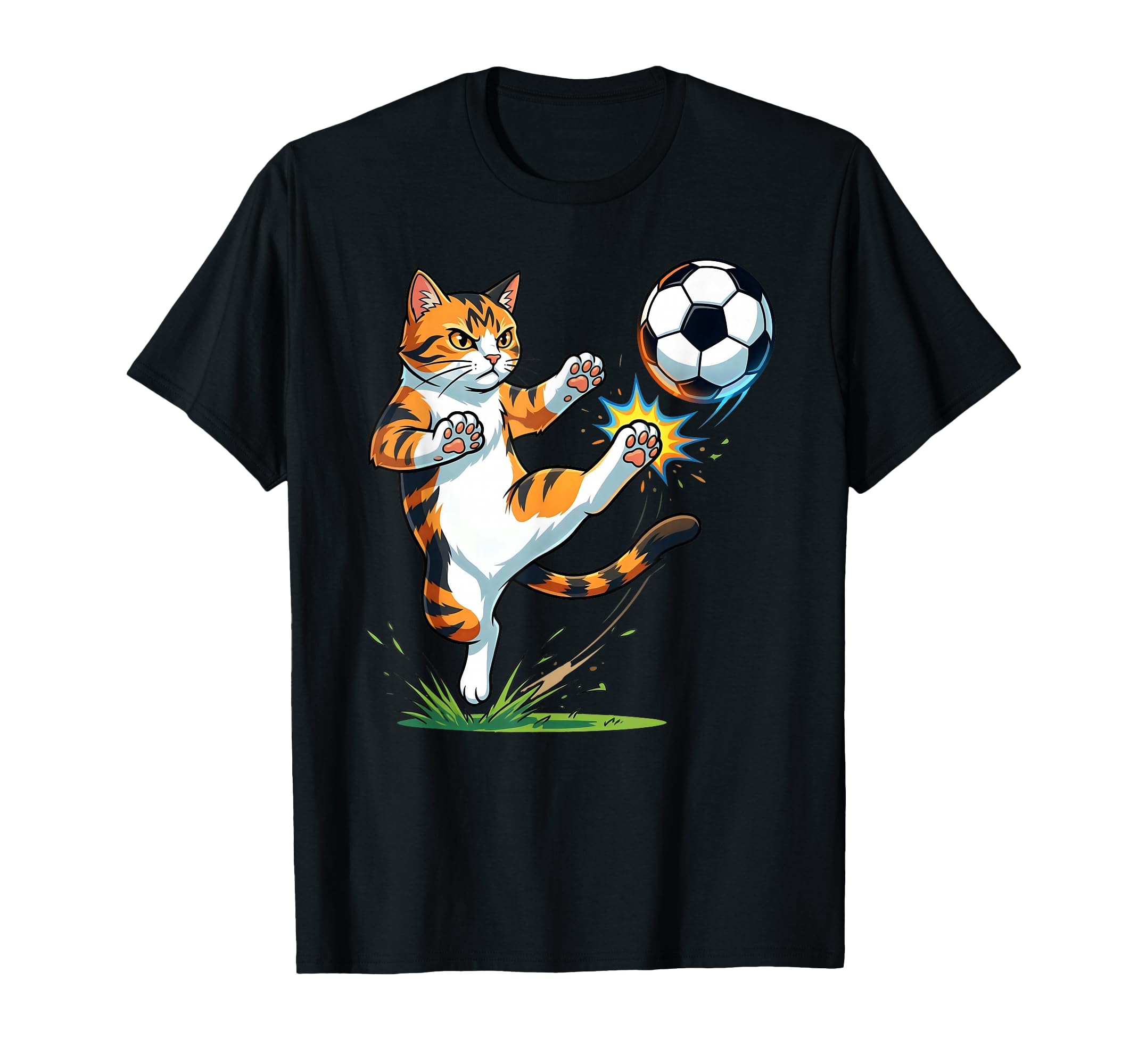 Funny Ginger Cat Playing Soccer Player T-Shirt - Streetwear Style Unisex