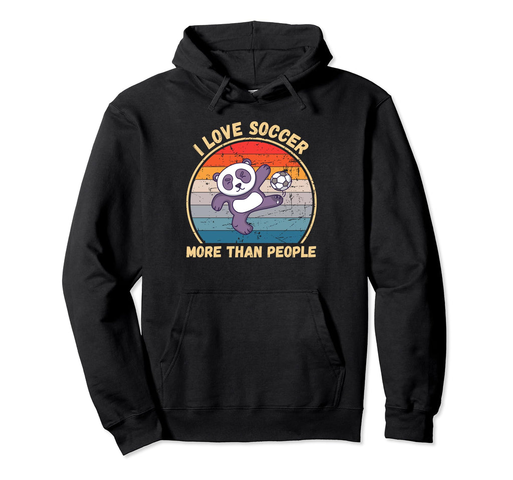 Panda I Love Soccer More Than People Hoodie - Minimalist Print Men Women