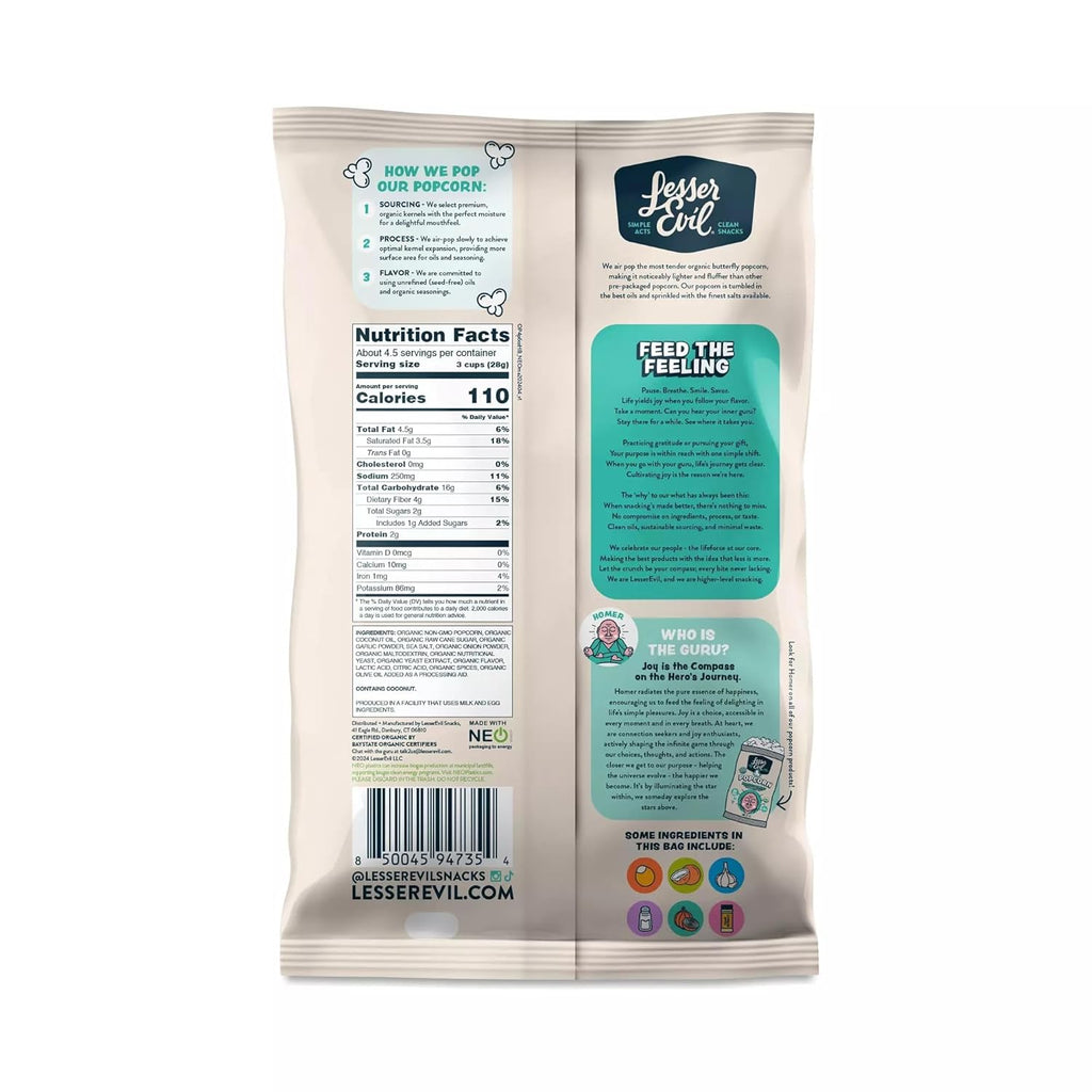 Lesser Evil, Popcorn Homer's Blend Organic, Case Of 12, 4.6 oz