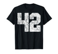 Distressed White Number 42 Jersey T-Shirt - Minimalist Print for Adults