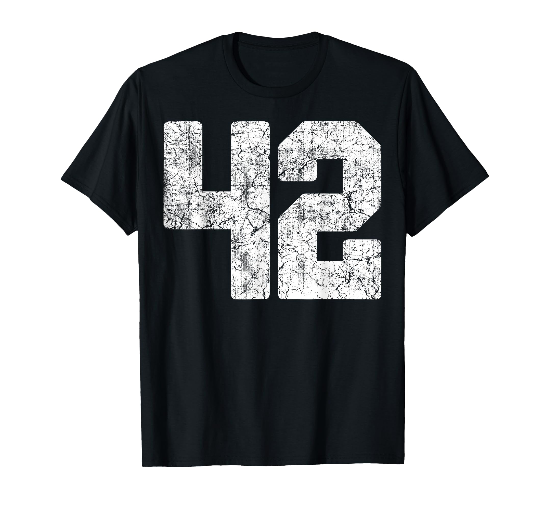 Distressed White Number 42 Jersey T-Shirt - Minimalist Print for Adults