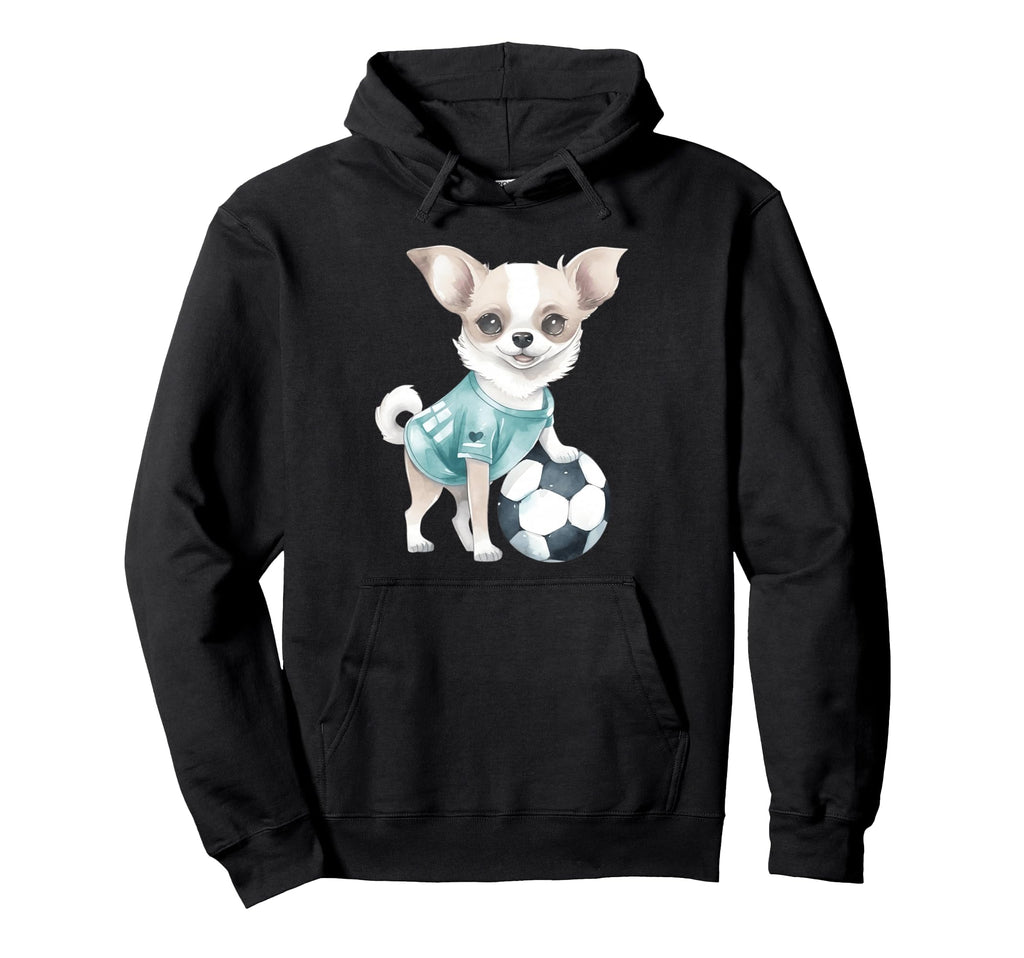 Watercolor Chihuahua Soccer Dog Hoodie - Casual Everyday Wear for Adults