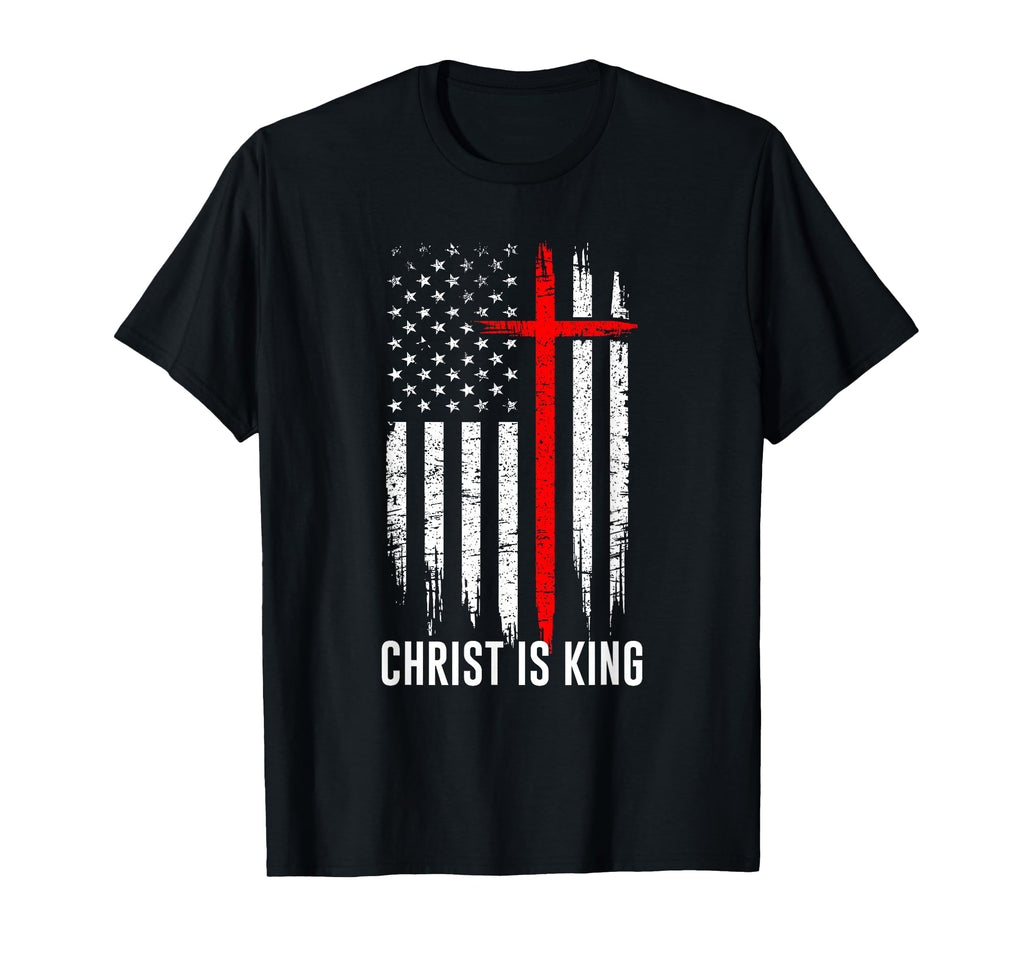 Christ Is King Christian Us Flag T-Shirt - Trendy Graphic for Adults