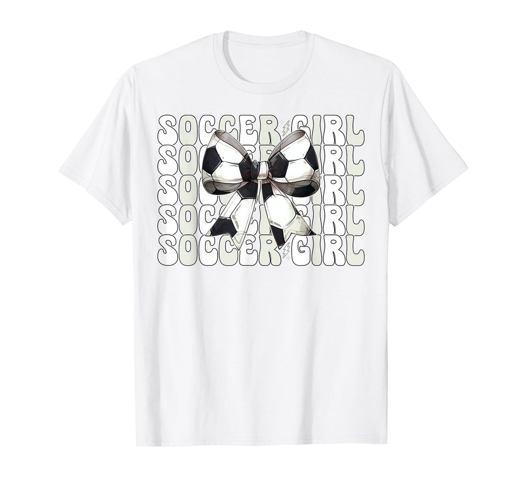 Womens Coquette Bow Ribbon Soccer T-Shirt - Novelty Apparel for Adults