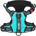 PoyPet No Pull Dog Harness, No Choke Front Clip Reflective Dog Vest with Soft Padded Vertical Handle, 3 Leash Attachments for Small Medium Large Dogs (Mint Blue,L)