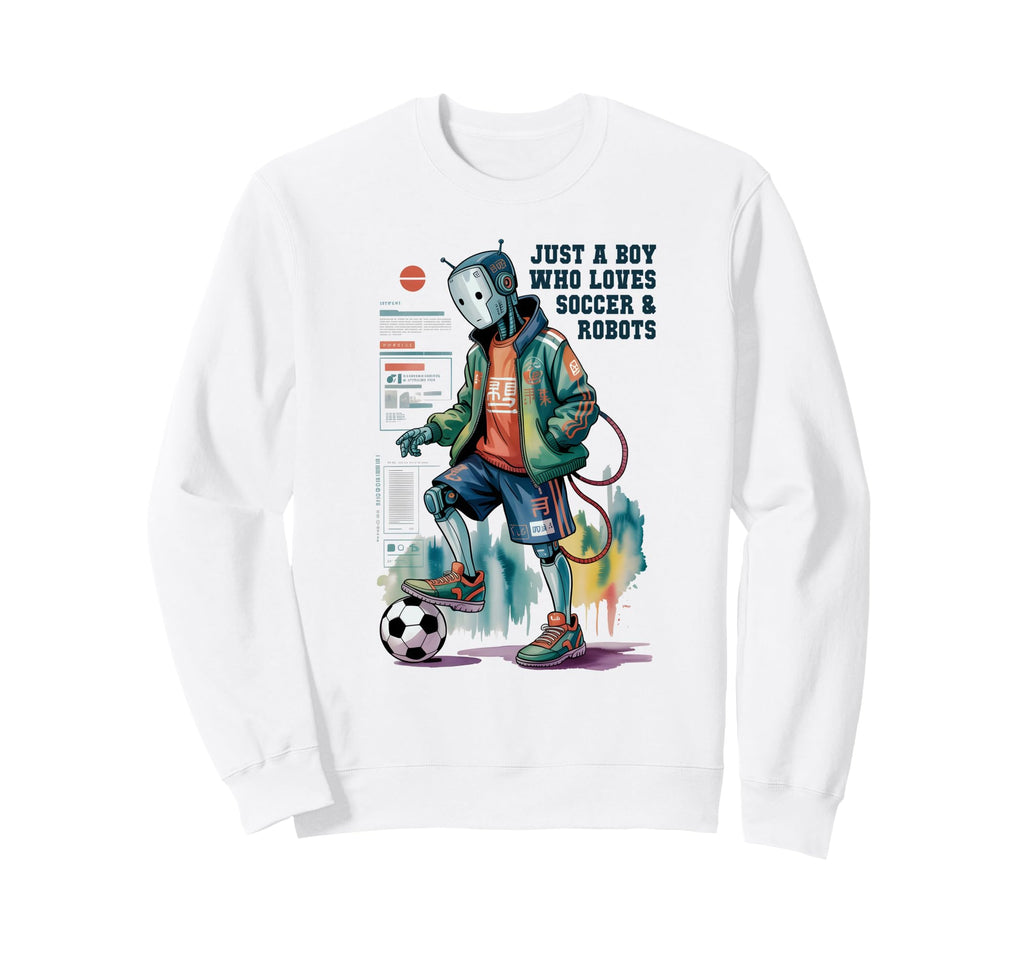 Just Who Loves Soccer Robots Anime Sweatshirt - Novelty Apparel for Adults