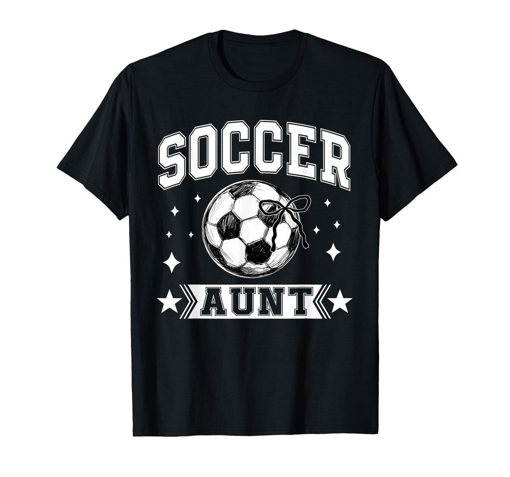 Coquette Bow Soccer Aunt Soccer Team T-Shirt - Custom Art Print for Adults