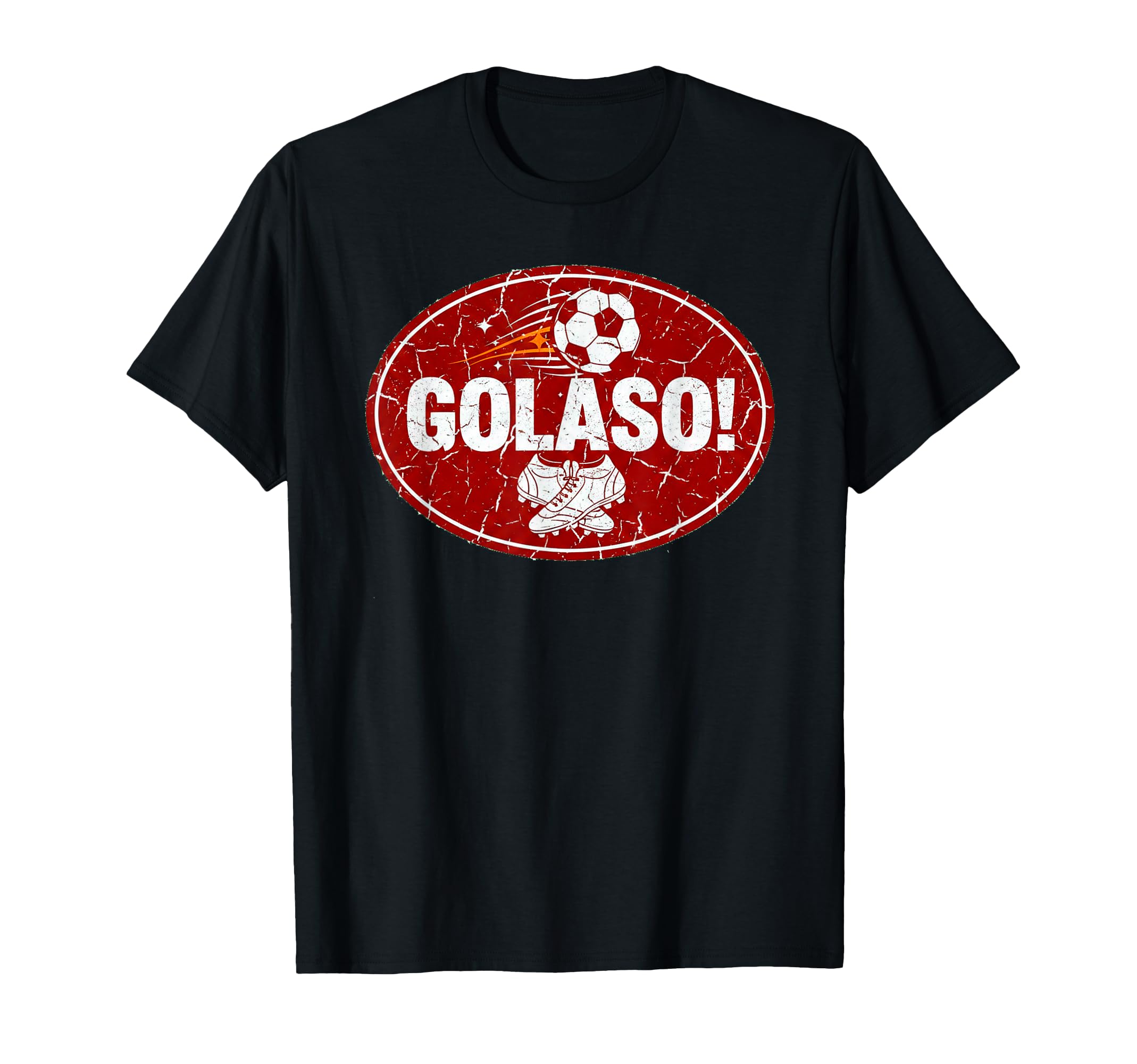 Golaso Distressed Futbol Oval Soccer Logo T-Shirt - Minimalist Print Unisex