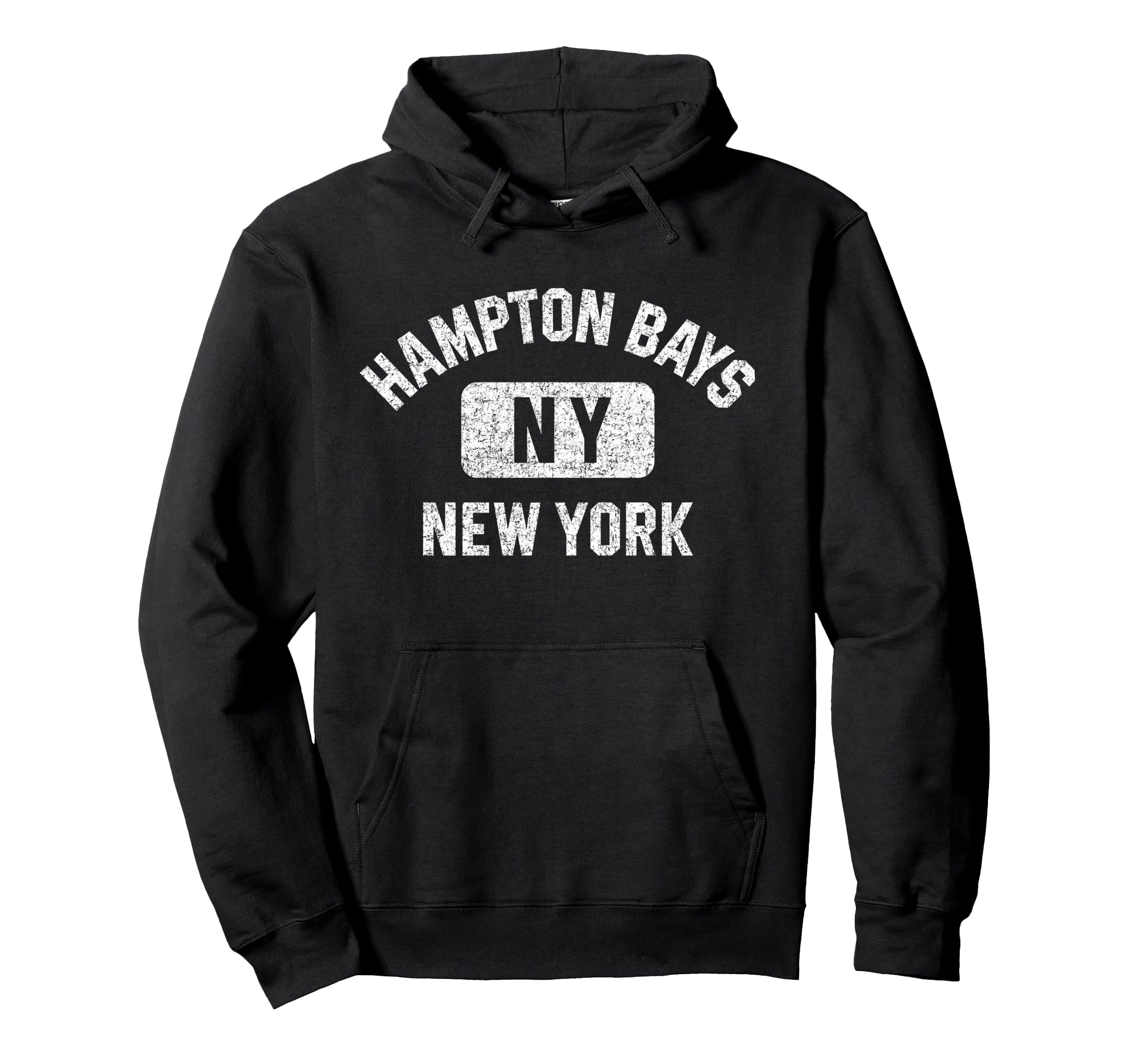 Hampton Bays New York Gym Distressed Hoodie - Streetwear Style Men Women