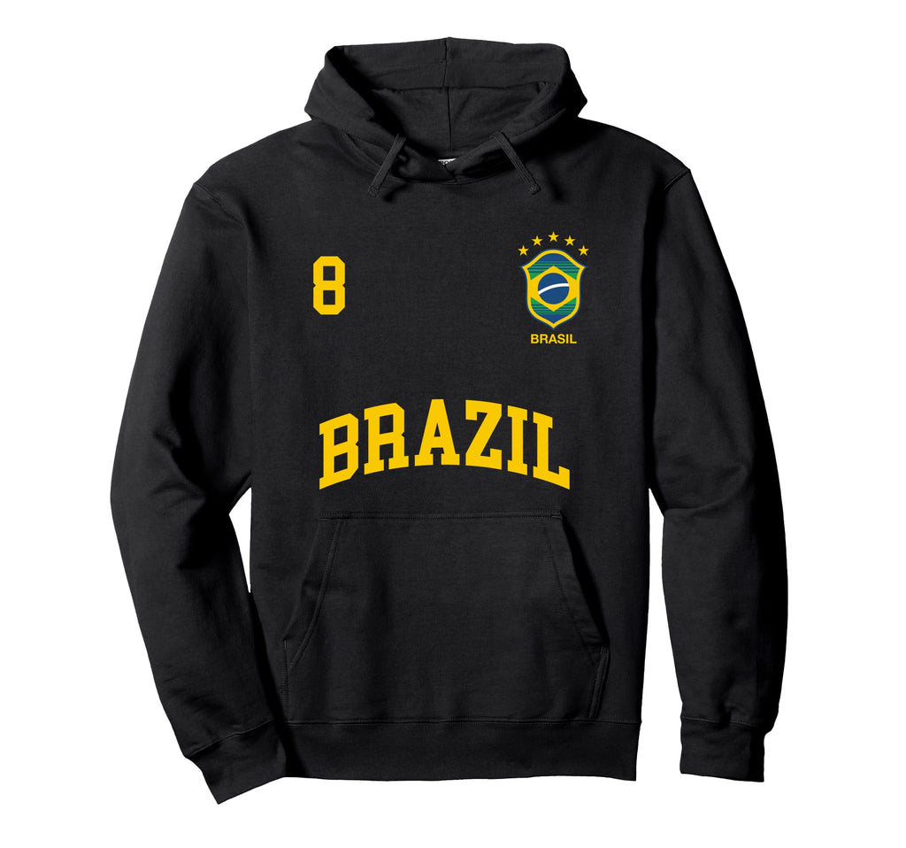 Brazil Number 8 Brazilian Soccer Team Hoodie - Minimalist Print Unisex