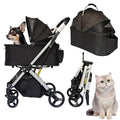 Pet Stroller for Small & Medium Dogs Cats up to 55 lbs 4-in-1 Foldable Travel Pet Stroller with Detachable Carrier Lightweight All-Terrain Spring Damping,Car Seat,Sun Canopy,Black