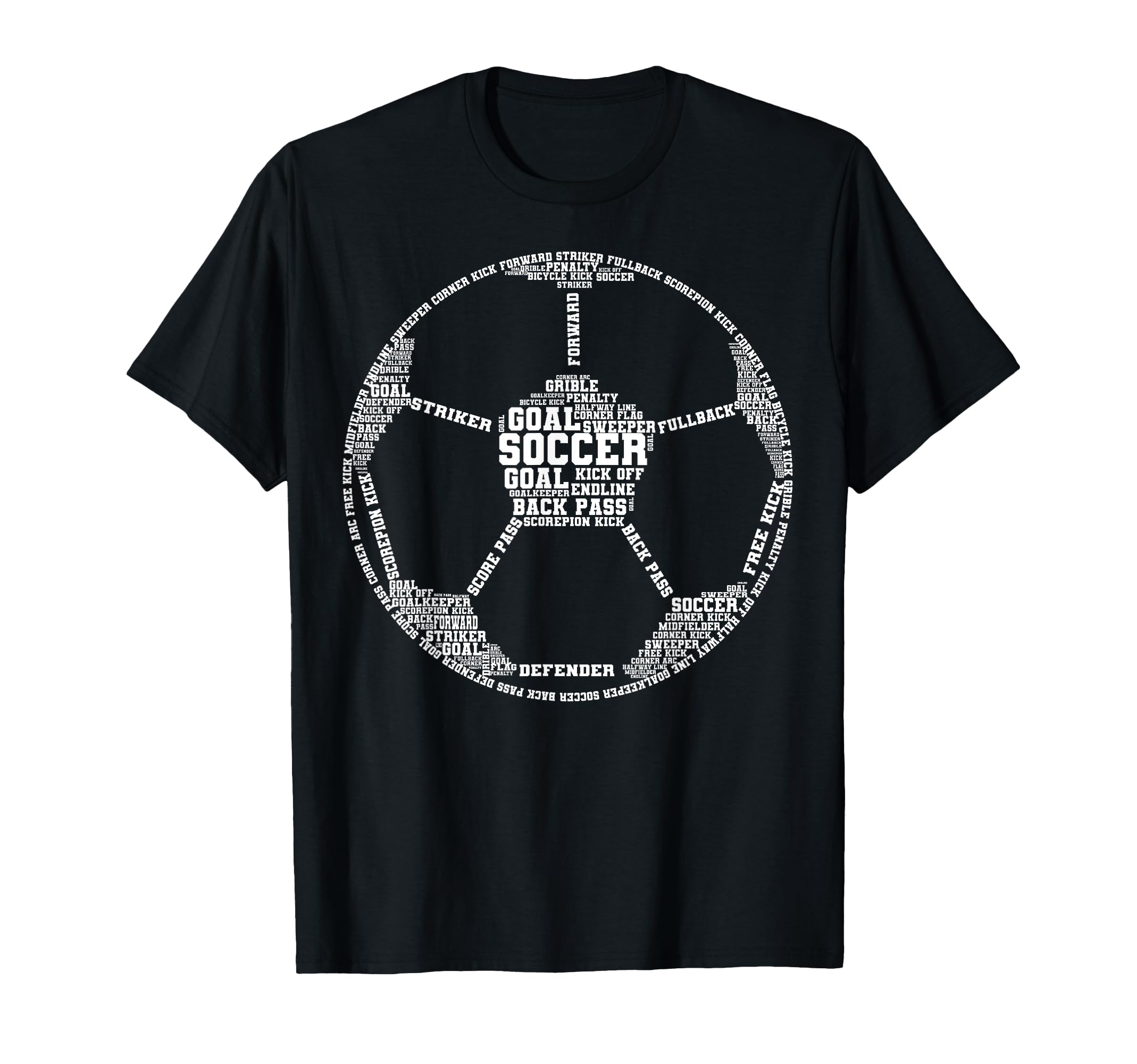Funny Word Cloud Soccer Ball Gift T-Shirt - Fun Novelty Design Men Women