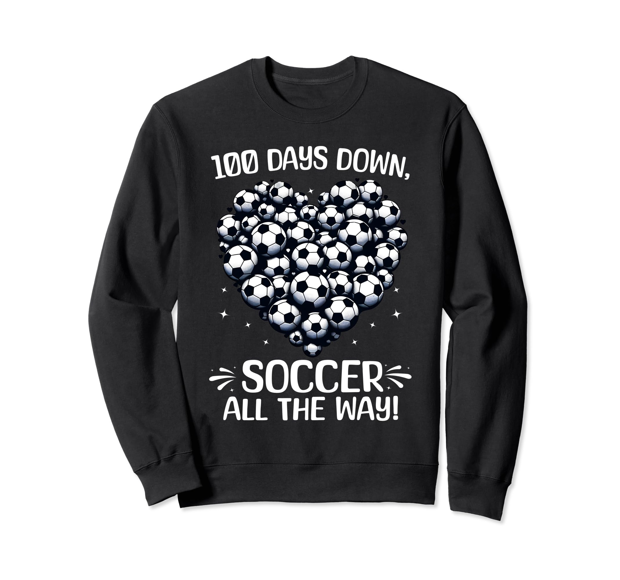 100 Days School Soccer Heart Love Sweatshirt - Trendy Graphic Men Women