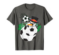 Soccer Balls Snowman Winter Sports T-Shirt - Minimalist Print for Adults